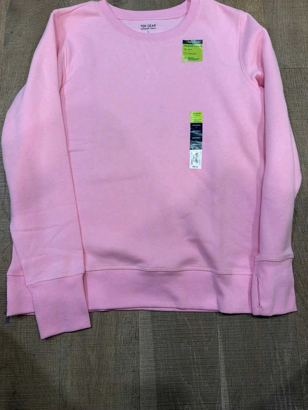 Tek Gear Ultrasoft Fleece Pink Sweatshirt Sz Small Thumb hole